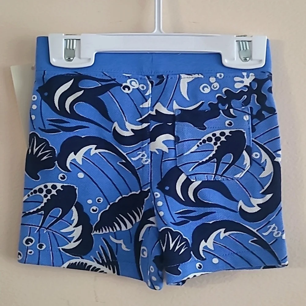 Ralph Lauren Baby Boys Reef Print Cotton Polo Shirt and Shorts Set